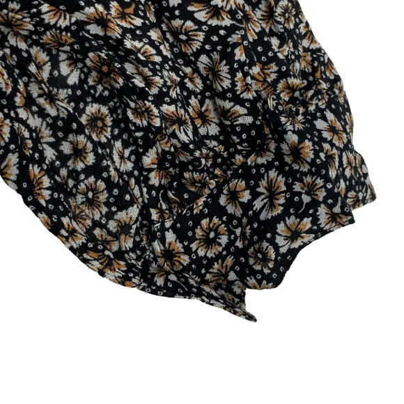 H&M Women's LS Pullover V-Neck Blouse Black/Brown Daisy Floral size 4 NWT - Picture 6 of 8